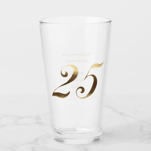 25th Birthday Silver Wedding Anniversary Glass