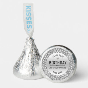 25th Birthday-Silver & White Diamonds Template Hershey®'s Kisses®