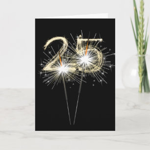 25th Birthday Sparklers on Black Card