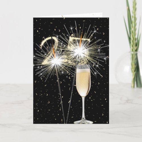 25th Birthday Sparklers With White Wine Card