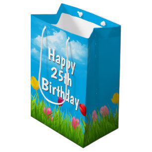 25th Birthday Tulips Medium Gift Bag