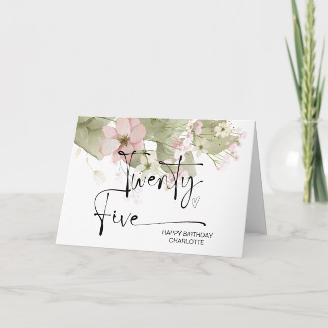 25th Birthday Twenty Five Happy Birthday for Her Card (Front)