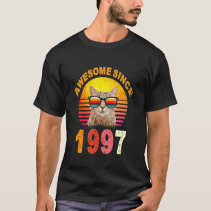 25th Birthday Vintage Cat Awesome Since 1997 T-Shirt