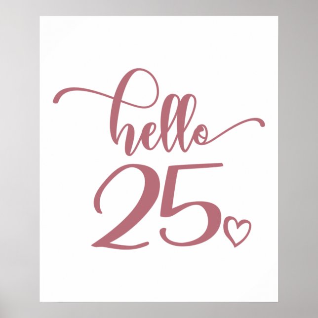 25th Birthday Women Hello 25 Cute 25 Years Old Poster (Front)