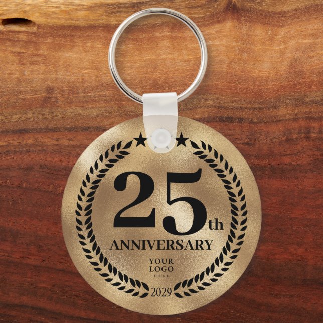 25th Business Anniversary Gold Commemorative Keychain (Front)