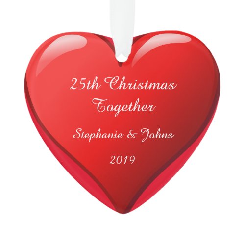 25th Christmas Together Cute Heart 2019 Red Ornament