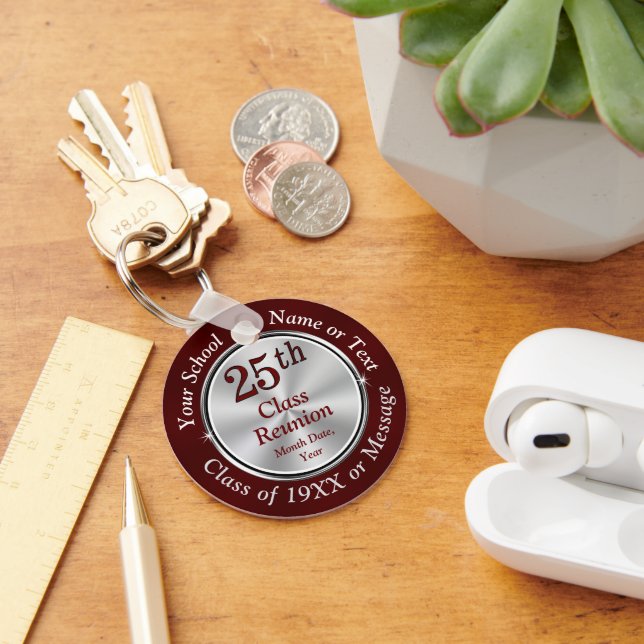 25th Class Reunion Ideas, 25th Reunion Favors, Keychain Zazzle