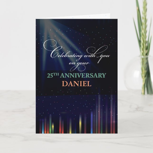 25th Employee Anniversary Sky, Customizable Black Card (Front)