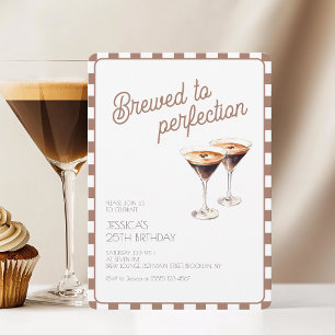 25th Espresso Martini Brewed Brown Birthday Party Invitation