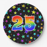 [ Thumbnail: 25th Event: Bold, Fun, Colorful Rainbow 25 Paper Plates ]