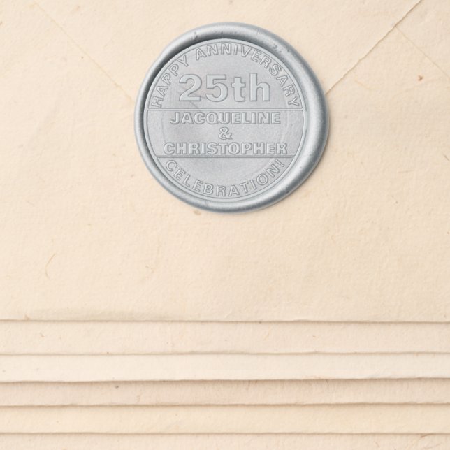25th Happy Anniversary Names Any Year Wax Seal Sticker (Front)