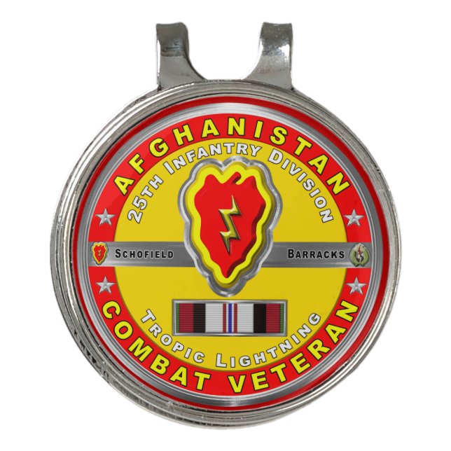 25th Infantry Division Afghanistan Veteran Golf Hat Clip (Front)