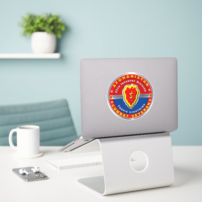 25th Infantry Division Afghanistan Veteran Sticker (Laptop On Desk)