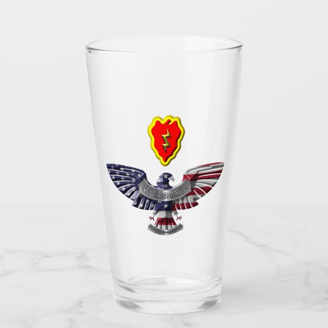25th Infantry Division Airborne Eagle Veteran Glass (Front)