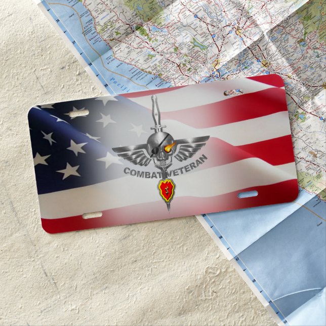 25th Infantry Division Combat Veteran License Plate (In Situ)