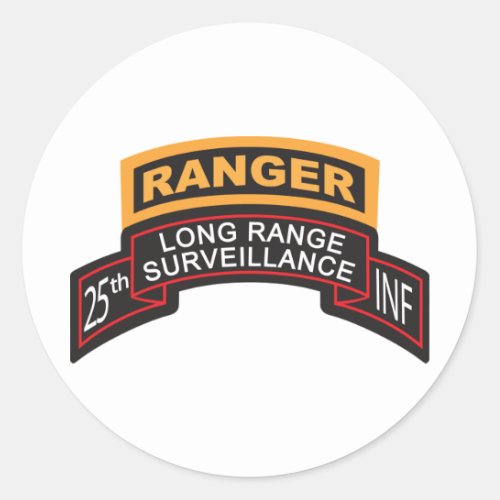 25th Infantry Division LRS Scroll Ranger Tab Classic Round Sticker