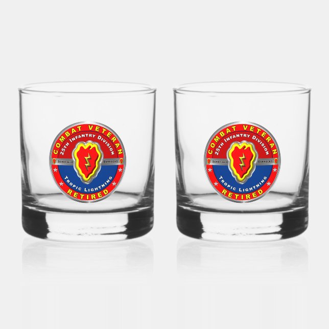 25th Infantry Division Retired Whiskey Glass (Front)