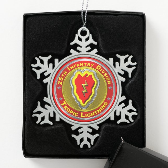 25th Infantry Division  Snowflake Pewter Christmas Ornament (Box)