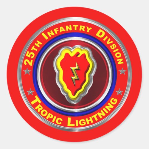 25th Infantry Division Tropic Lightning Classic Round Sticker