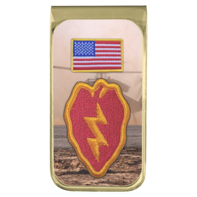 25th infantry division veterans vets patch gold finish money clip (Front Vertical)
