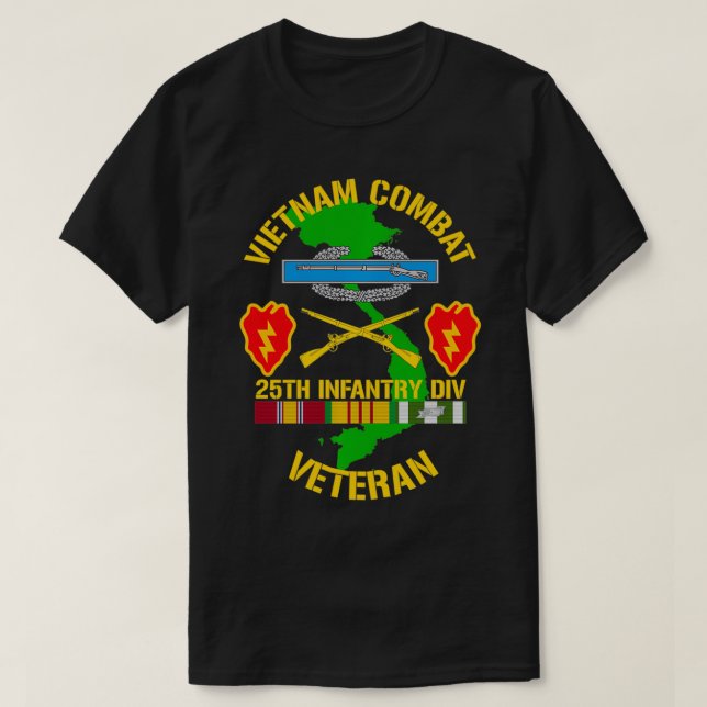 25th Infantry Division  Vietnam Combat Veteran  T-Shirt (Design Front)