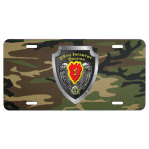 25th Infantry Division Woodland Camouflage License Plate