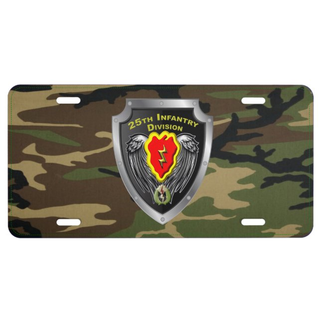 25th Infantry Division Woodland Camouflage License Plate (Front)