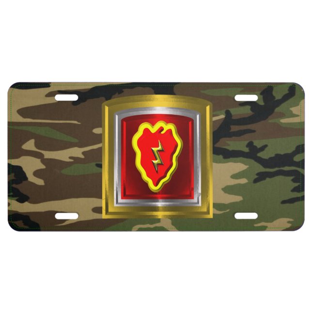 25th Infantry Division Woodland Camouflage License Plate (Front)