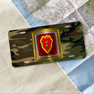 25th Infantry Division Woodland Camouflage  License Plate