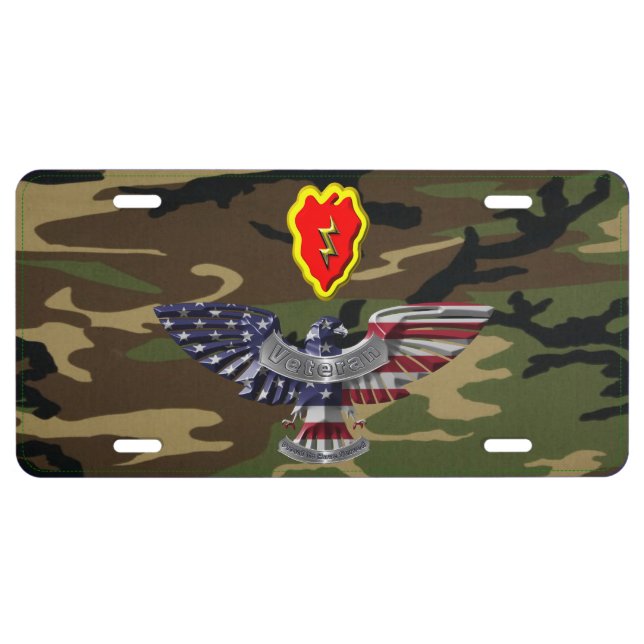 25th Infantry Division Woodland Camouflage License Plate (Front)