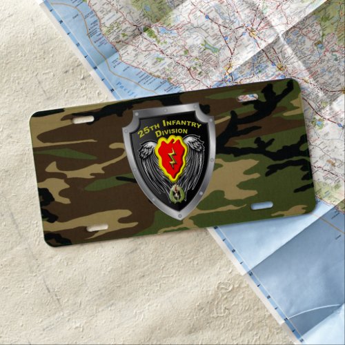 25th Infantry Division Woodland Camouflage  License Plate