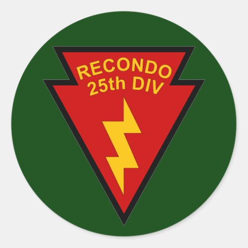 25th Infantry Recondo pocket patch Classic Round Sticker