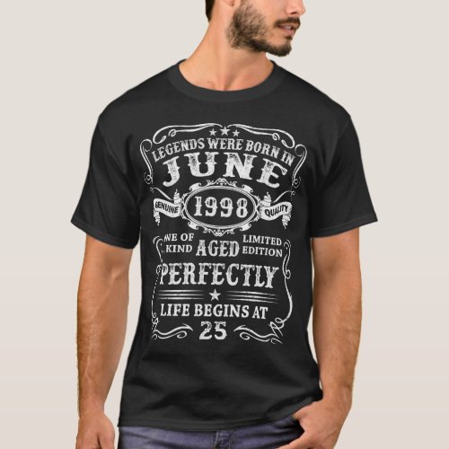 25Th Legends Born In June 1998 25 T_Shirt