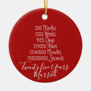 25th Love Keepsake Ceramic Ornament
