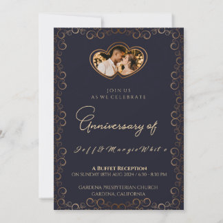 25th of Anniversary Golden Ribboned Frame love Invitation