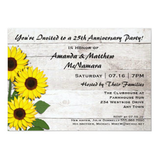 25th or Any Anniversary Party Sunflower Invitation