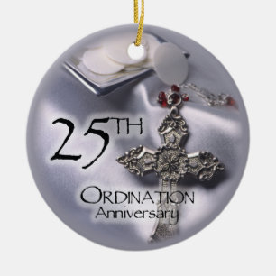 25th Ordination Anniversary Cross Host Ceramic Ornament