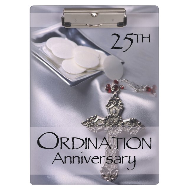 25th Ordination Anniversary Cross Host Clipboard (Front)