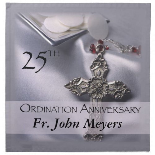 25th Ordination Anniversary Cross Host Cloth Napkin