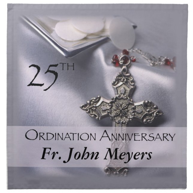 25th Ordination Anniversary Cross Host Cloth Napkin (Front)