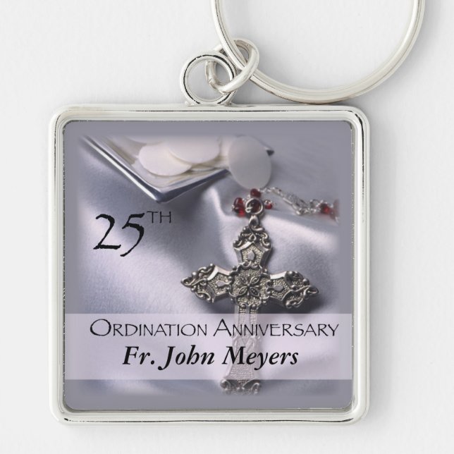 25th Ordination Anniversary Cross Host Keychain (Front)