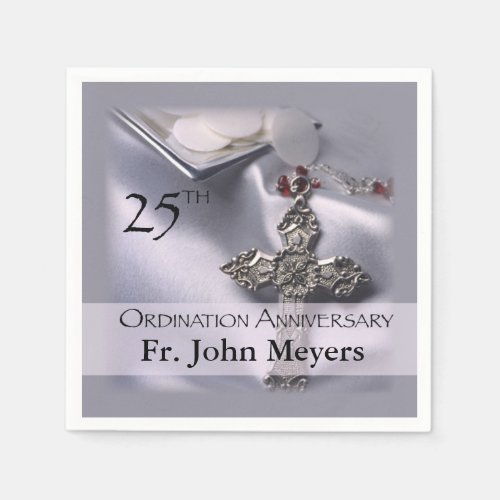 25th Ordination Anniversary Cross Host Napkins