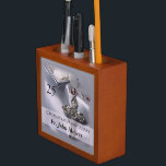 25th Ordination Anniversary Cross Host Pencil Holder<br><div class="desc">Celebrate a 25th Ordination Anniversary with this beautiful silver satin background and cross with red details. A paten of hosts is seen behind the name and 25th Year. Customize with the name for a truly personal Ordination Anniversary Gift! Party supplies and customizable items are available for a memorable celebration!</div>