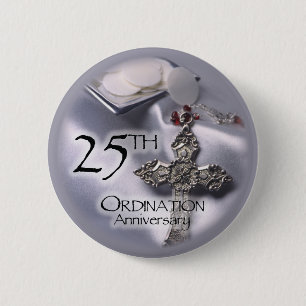 25th Ordination Anniversary Cross Host Pinback Button