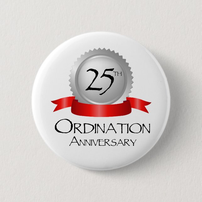 25th Ordination Anniversary Cross Host Pinback Button (Front)