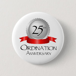 25th Ordination Anniversary Cross Host Pinback Button