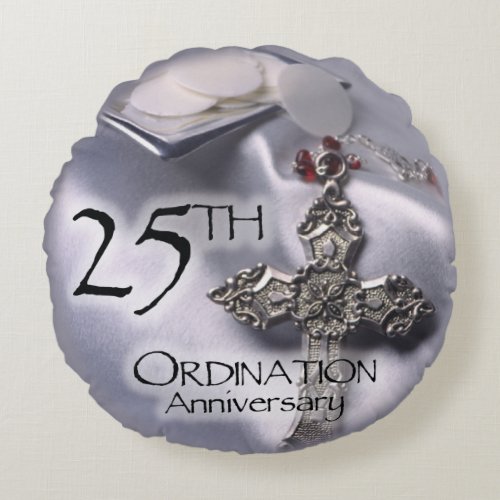 25th Ordination Anniversary Cross Host Round Pillow