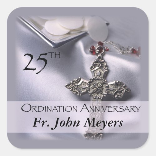 25th Ordination Anniversary Cross Host Square Sticker
