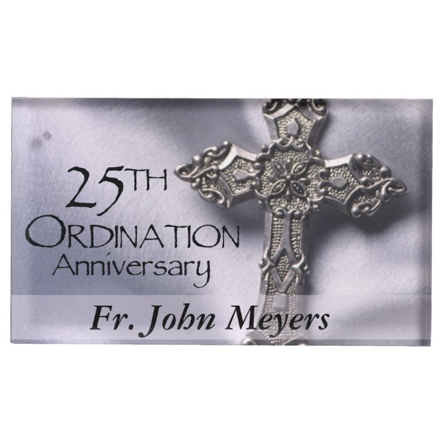 25th Ordination Anniversary Cross Host Table Card Holder (Front)