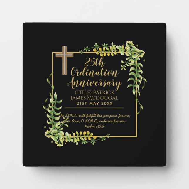 25th Ordination Anniversary Priest Gift Customized Plaque (Front)